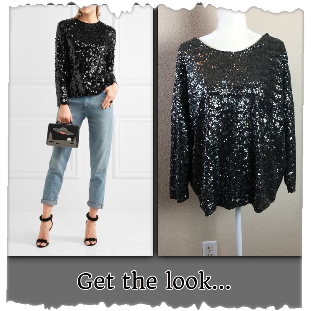 ❤️SOLD❤️Zara Basic Black Sequin Top. NWT! - Picture 1 of 8
